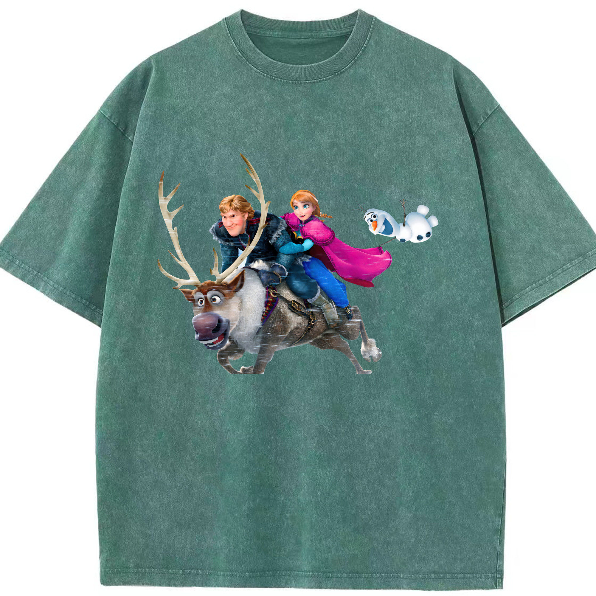 （画像用） アナと雪の女王 アンナ エルサ Frozen Anna Elsa 綿100% ヴィンテージ風 半袖Tシャツ（フロントプリント）